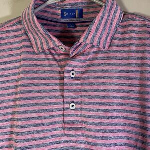Stitch Polo Shirt Mens Large Heathered Red Stripe Golf Casual PGA Casual Stretch